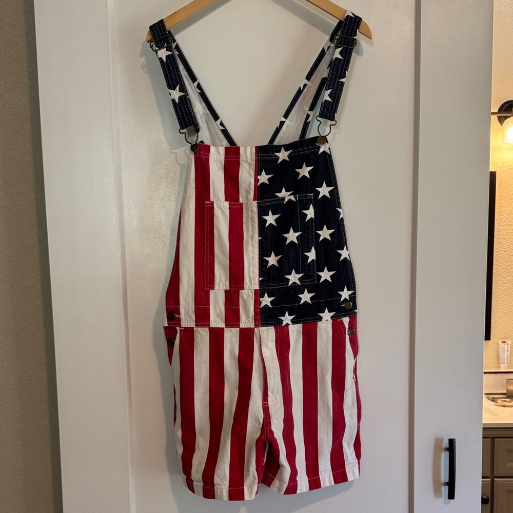 chubbies American Flag Short Overalls - Red, White, Blue